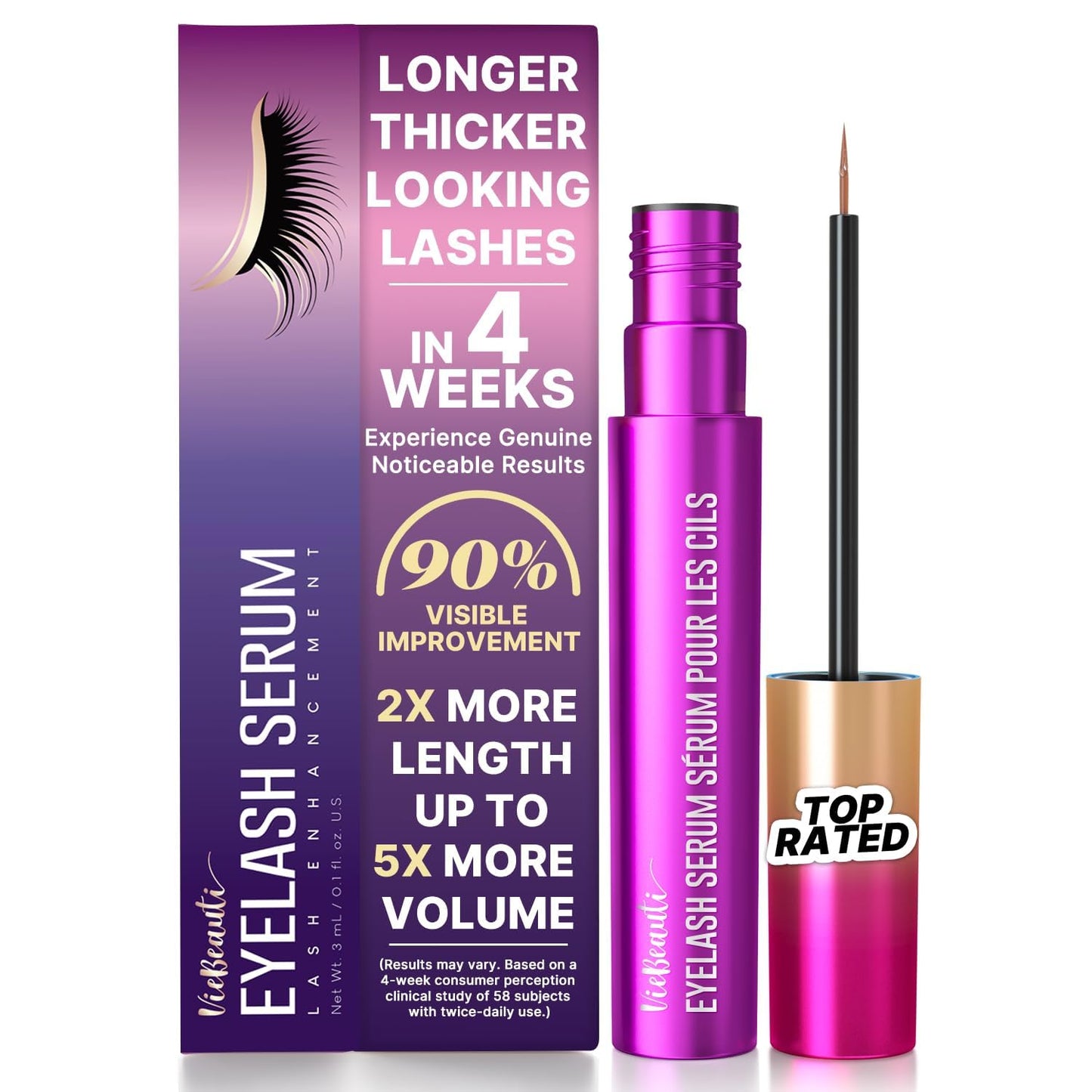 VieBeauti Eyebrow Growth Serum: Eyebrow Serum to Grow Brows with Advanced Formula to Boost Longer Fuller and Thicker Looking Eyebrows 3mL