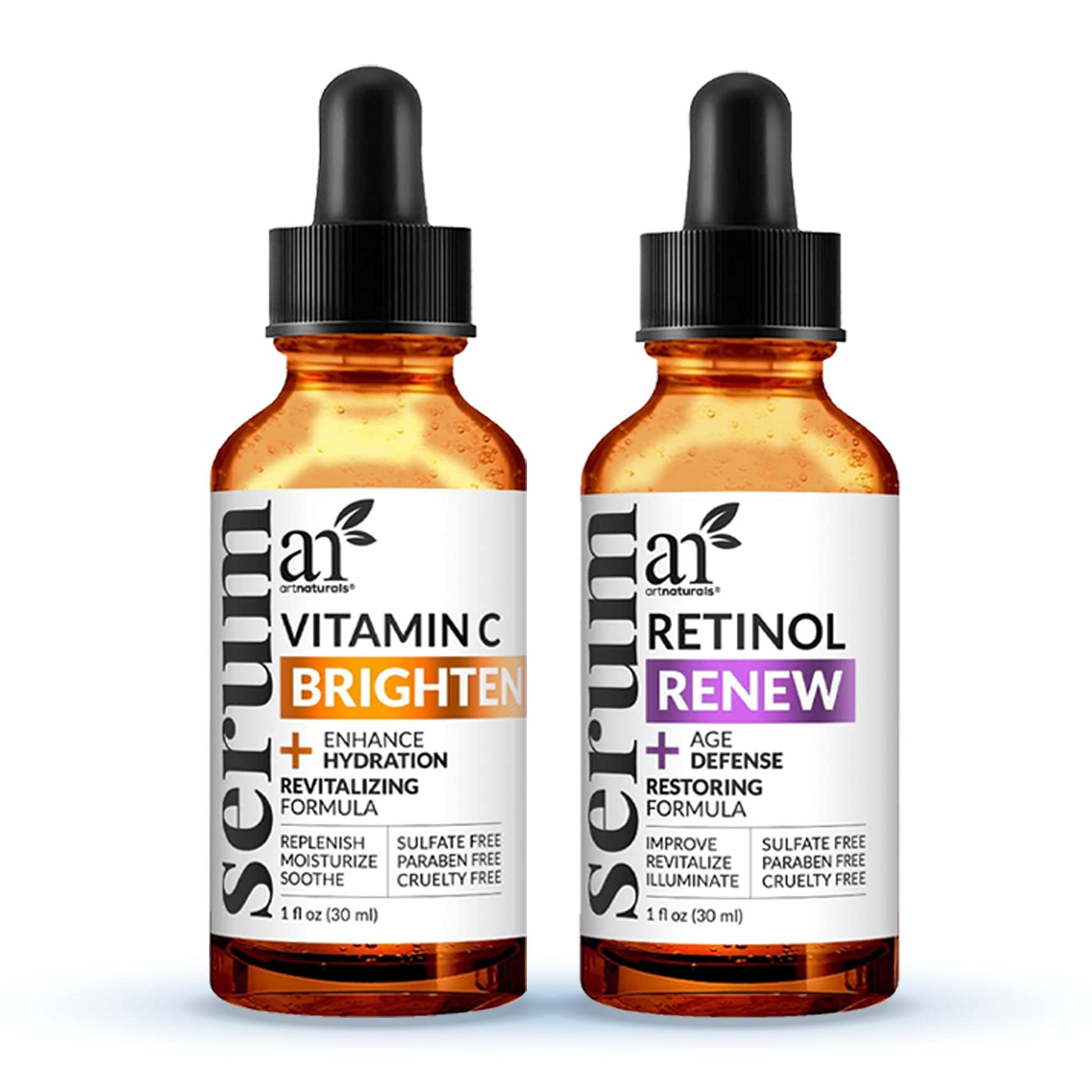 Vitamin C Serum Skin Care 4-Piece Set: Includes Retinol, Hyaluronic Acid & Niacinamide – Anti-Aging, Skin Brightening, Hydrating, Wrinkle Reduction, Dark Spot Corrector – 3-Month Supply – artnaturals