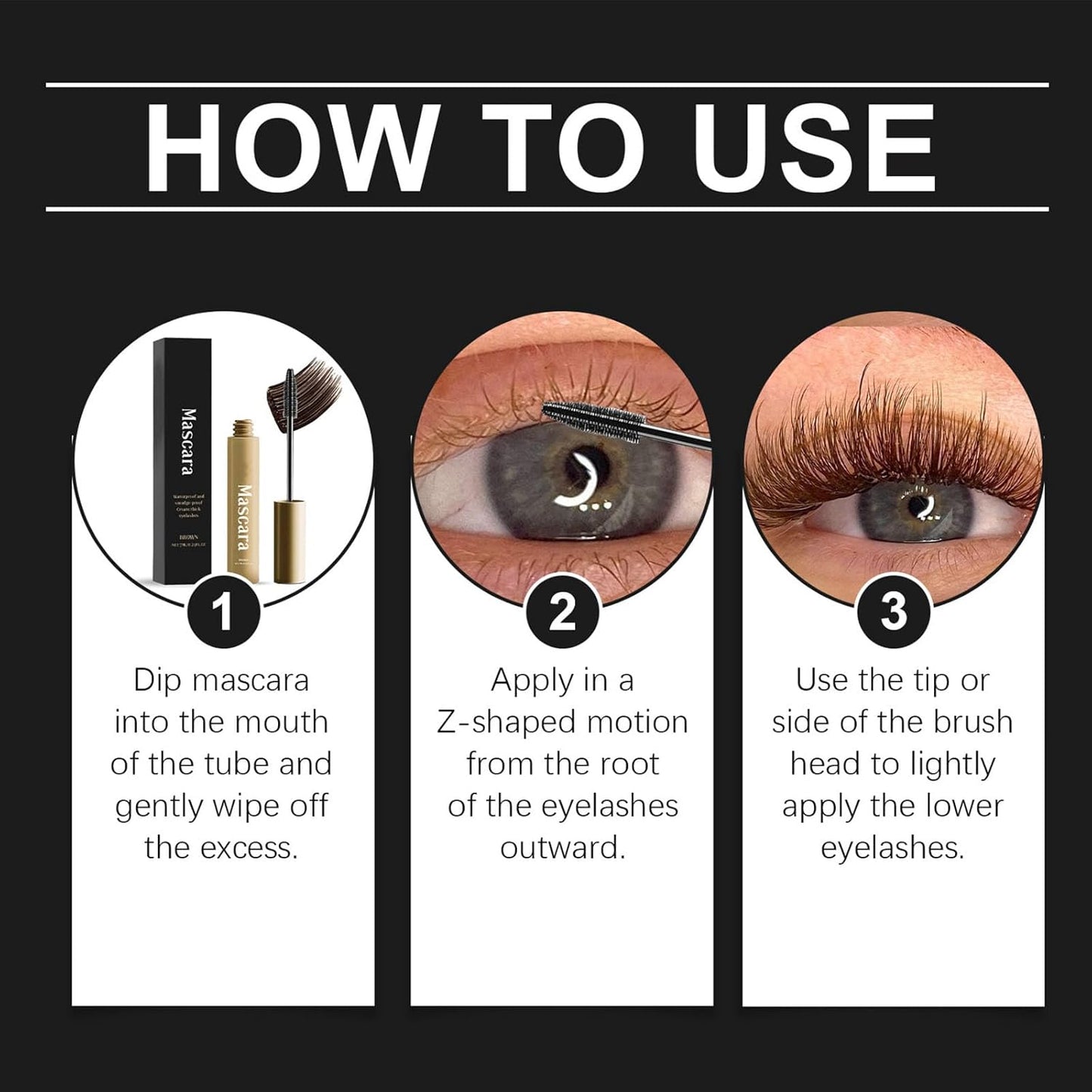 Mascara for Older Women, Eyelash Serum for Older Women 60 Plus, Length Black, Waterproof & Sweatproof Long Lasting Non-smudged, Easy Removal (1pc Black)
