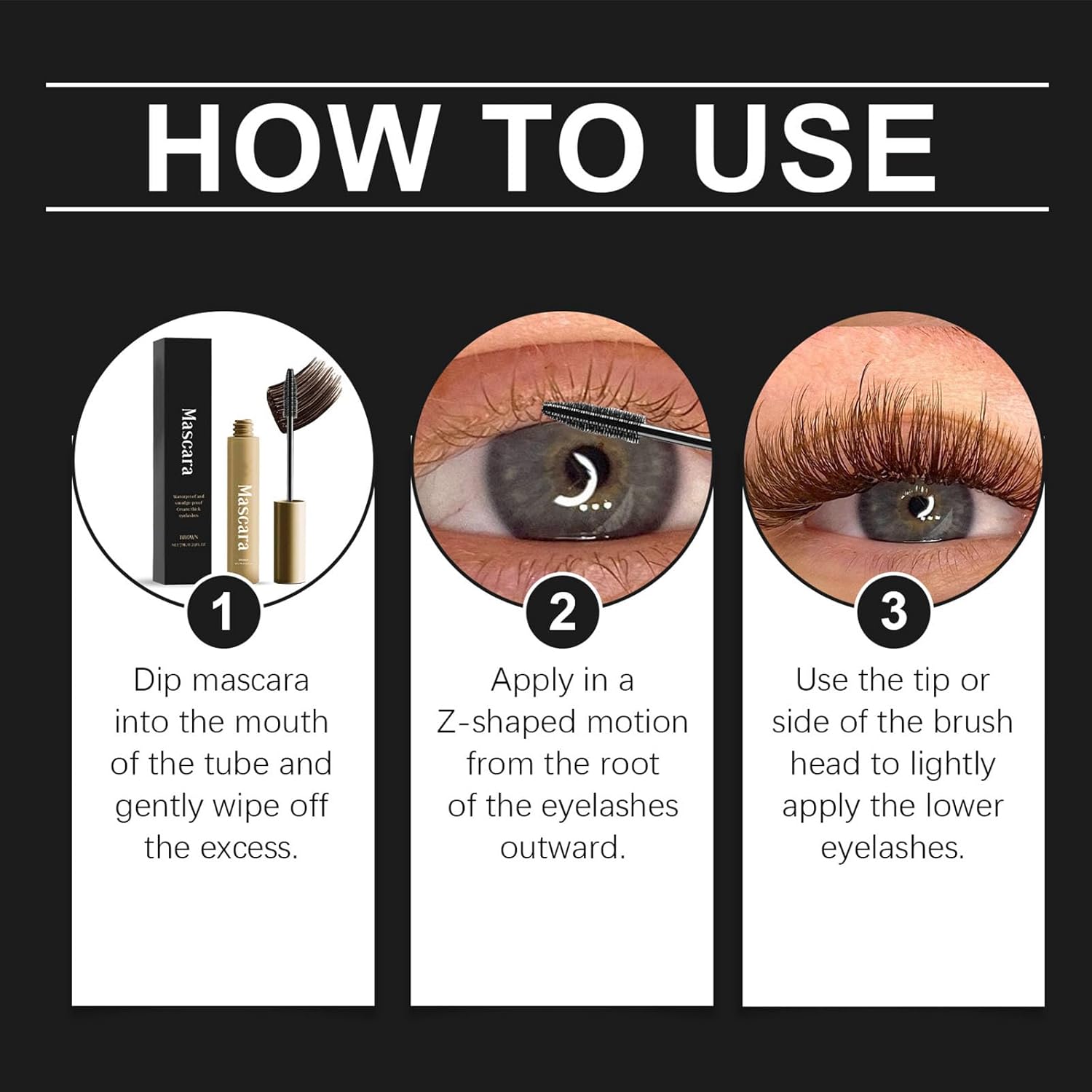 Mascara for Older Women, Eyelash Serum for Older Women 60 Plus, Length Black, Waterproof & Sweatproof Long Lasting Non-smudged, Easy Removal (1pc Black)